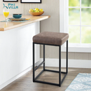 Alpha Camp Square PU Leather Bar Stool with Sturdy Metal Frame, Set of 2