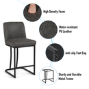 Alpha Camp Modern Square PU Leather Bar Stool with Metal Frame, 19"/24"