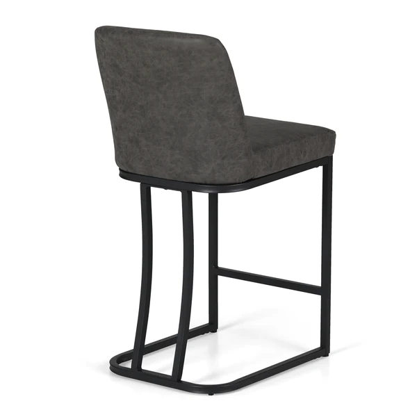 Alpha Camp Modern Square PU Leather Bar Stool with Metal Frame, 19"/24"