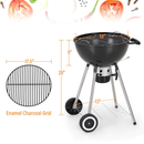 Outdoor 18" Porcelain-coated Kettle Charcoal Grill