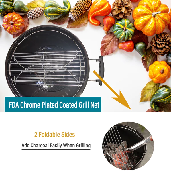 Outdoor 18" Porcelain-coated Kettle Charcoal Grill