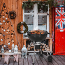 Outdoor 22" Kettle Enamel Charcoal Grill with Built-in Thermometer