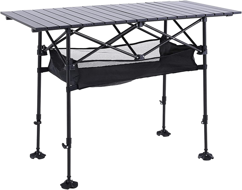 ALPHA CAMP Adjustable Aluminum Table with Storage for Grill Travel Table