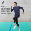 ALPHA CAMP Men’s Heat-pressed round neck long-sleeved jacquard T-Shirt Workout Athletic Running Gym Shirts for Men