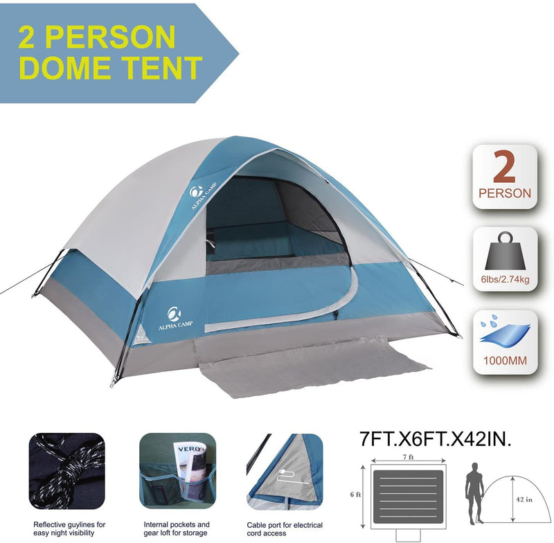 campz vira tent 2p ALPHA CAMP 2 Person Backpacking Camping Tent