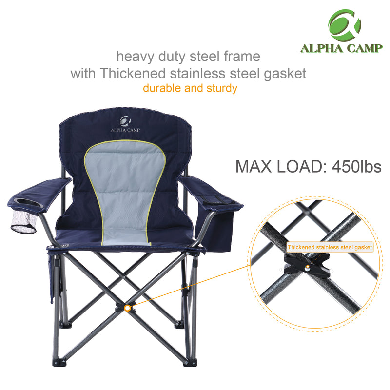 ALPHA CAMP Folding Camping Chair Portable Padded Oversized Chairs