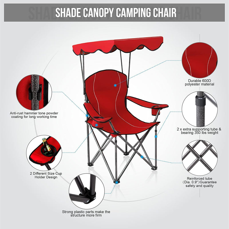 Alpha Camp Folding Shade Canopy Camping Chair