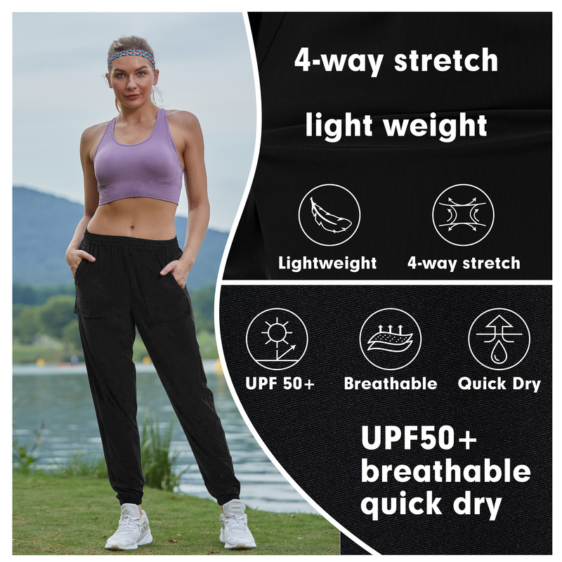Alpha Camp Women's Lightweight Joggers Pants Quick Dry Athletic Lounge Casual Outdoor Pants