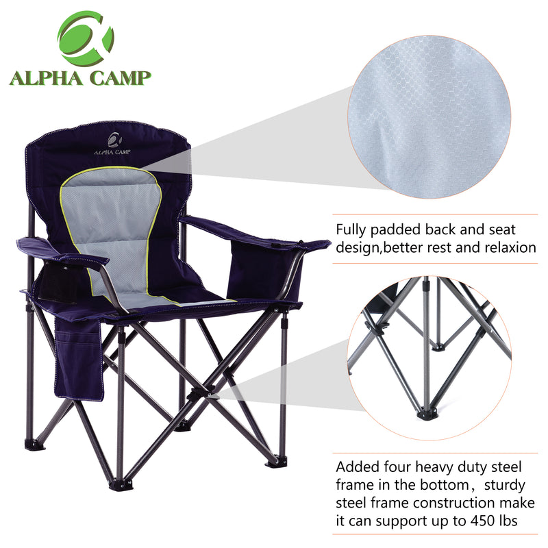 ALPHA CAMP Folding Camping Chair Portable Padded Oversized Chairs