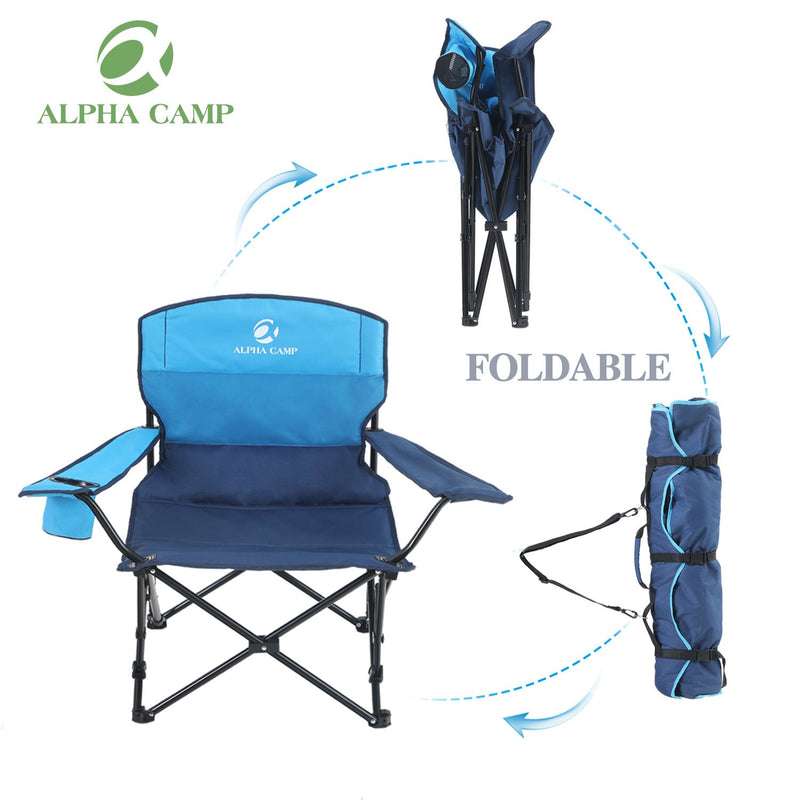 ALPHA CAMP Oversized Folding Camping Chair | Heavy Duty 350lb Capacity With Carry Bag