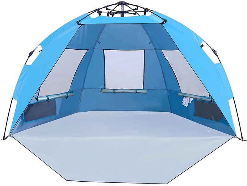 Alpha Camp 3-4 Person Portable Instant Beach Tent UV Protection with 3 Ventilating Windows