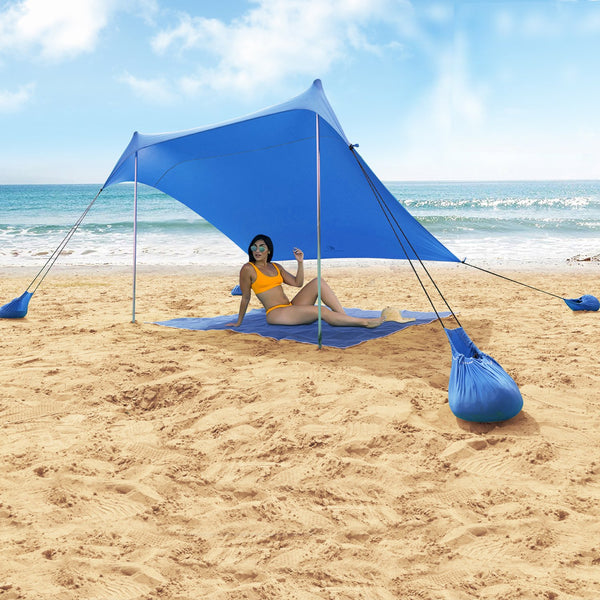 ALPHA CAMP 7.6ft x 7.2ft UPF 50+ Beach Shade Tent with Sandbag Anchors