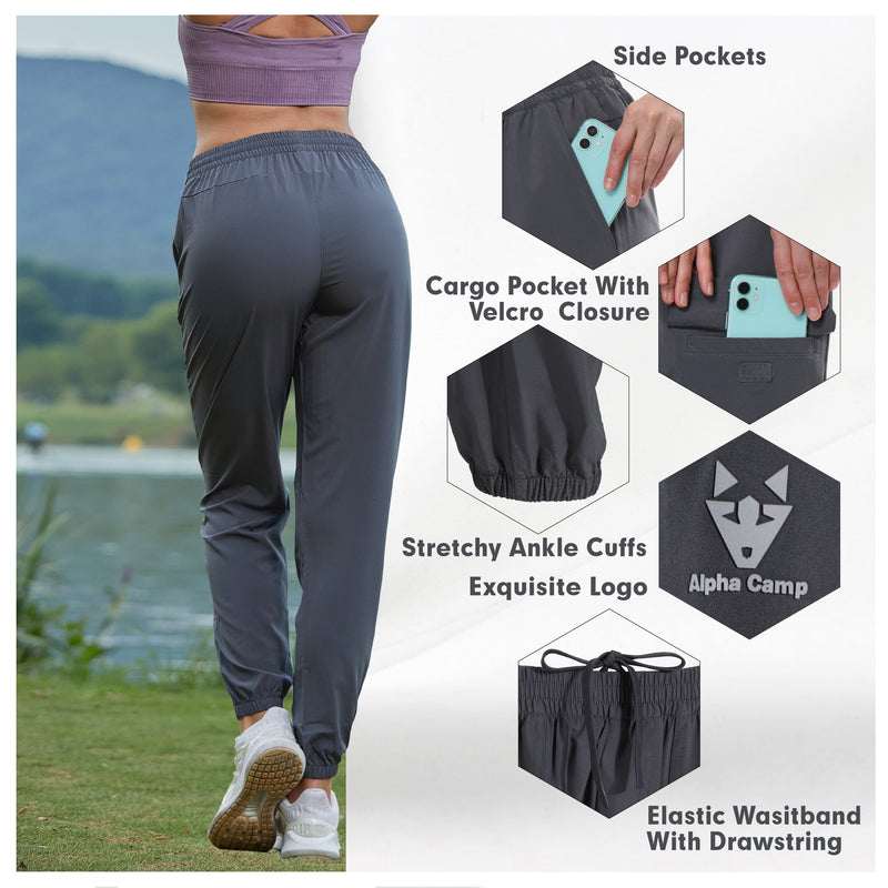 Alpha Camp Women's Lightweight Joggers Pants Quick Dry Athletic Lounge Casual Outdoor Pants