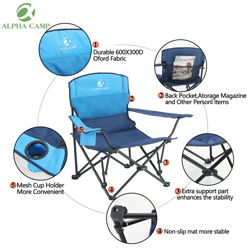 ALPHA CAMP Oversized Portable Camping Chair