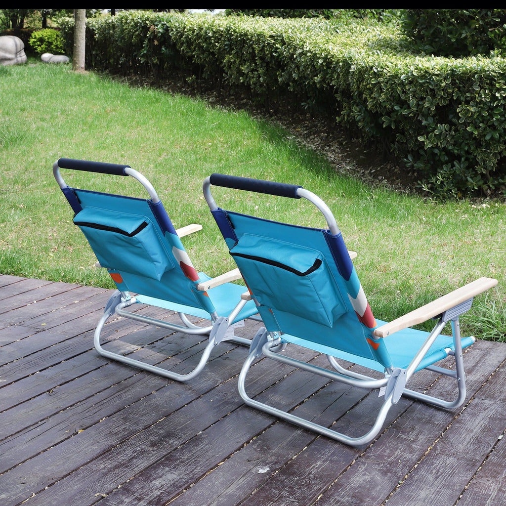 ALPHA CAMP Folding Beach Chairs With Towel Bar Wave Set Of 2 Chairs -  Office Depot