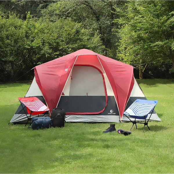 easy camp 6 man tent ALPHA CAMP 6 Person Camping Tent Extended Dome Design