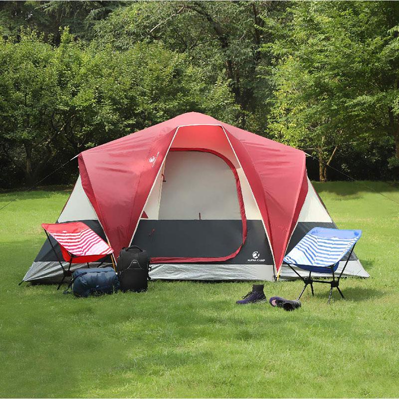 ALPHA CAMP Red 6 Person Camping Tent Extended Dome Design