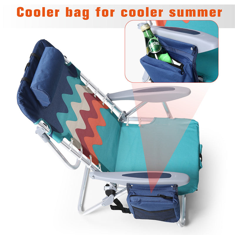 ALPHA CAMP 4-Position Backpack Folding Beach Chair with Cooler Bag