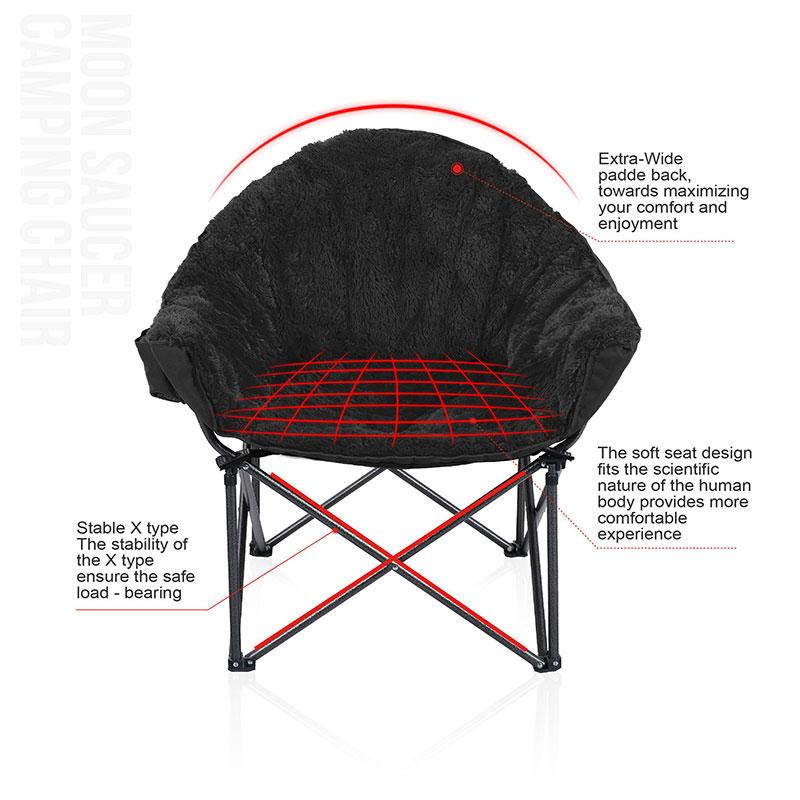 Alpha Camp Black Padded Plush Moon Chair