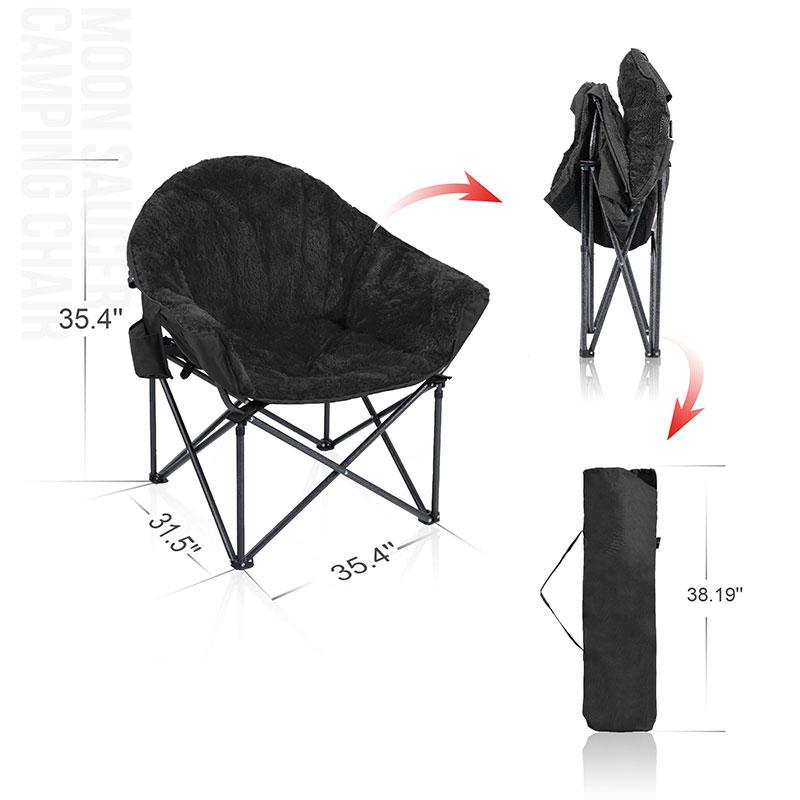 Alpha Camp Black Padded Plush Moon Chair