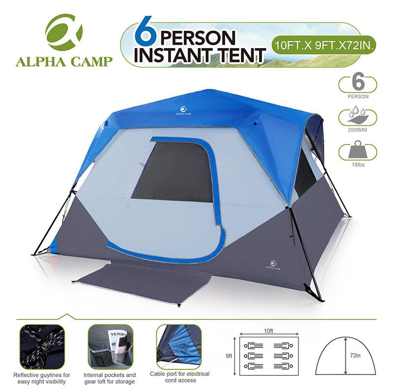 ALPHA CAMP Blue 6 Person Instant Cabin Camping Tent