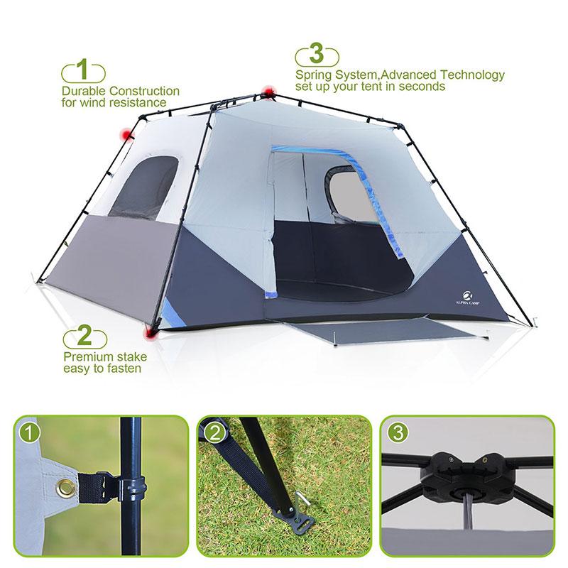 ALPHA CAMP Blue 6 Person Instant Cabin Camping Tent