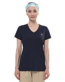 ALPHA CAMP Women's polo shirt, V-NECK Quick Dry Athletic Running Gym Workout Short Sleeve Tee Shirts for women