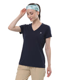 ALPHA CAMP Women's polo shirt, V-NECK Quick Dry Athletic Running Gym Workout Short Sleeve Tee Shirts for women
