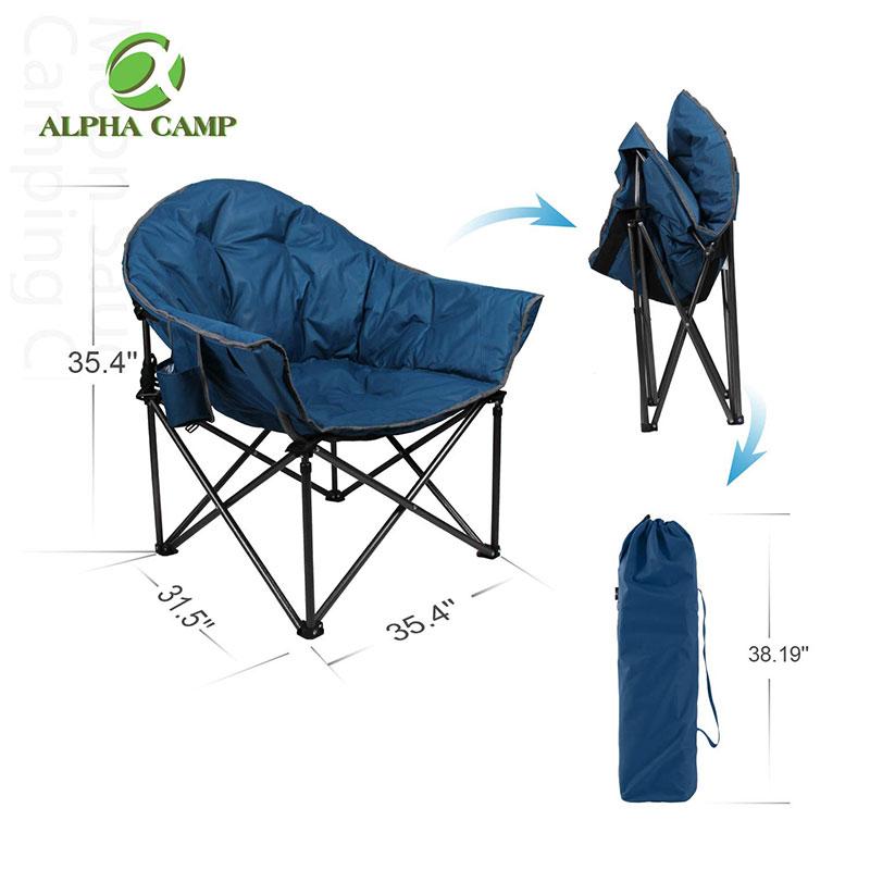 Alpha Camp Oversized Moon Saucer Chair with Folding Cup Holder and Carry Bag - Red