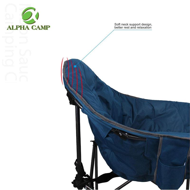 Alpha Camp Oversized Moon Saucer Chair with Folding Cup Holder and Carry Bag - Red