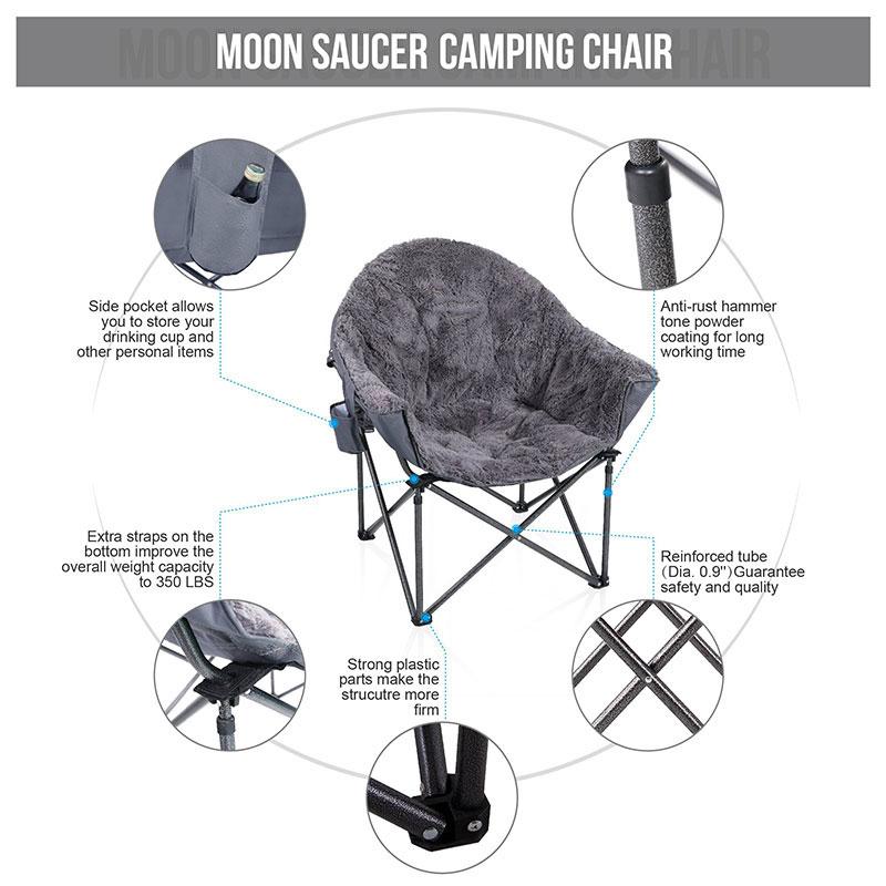 Alpha Camp Grey Padded Plush Moon Chair