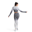 ALPHA CAMP Ombre Raglan Long Sleeve Crop Yoga Top Contrast Stitch Breathable Sports Top