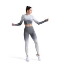 ALPHA CAMP Ombre Raglan Long Sleeve Crop Yoga Top Contrast Stitch Breathable Sports Top