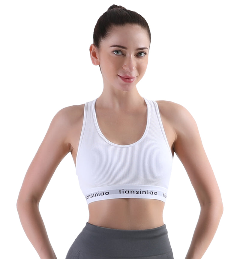 Letter Tape High Support Racer Back Sports Bra