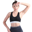 ALPHA CAMP Letter Tape Sports Bra Removable Padded Cut-out Racer Back High Support Yoga Bra