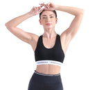 ALPHA CAMP Letter Tape Sports Bra Removable Padded Cut-out Racer Back High Support Yoga Bra