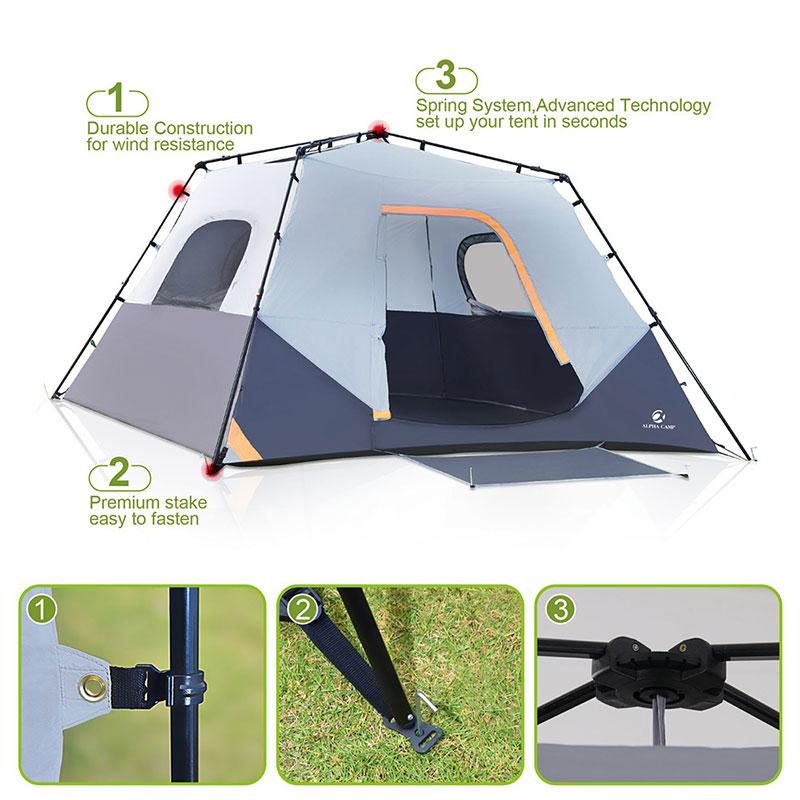 ALPHA CAMP Orange 6 Person Instant Cabin Camping Tent