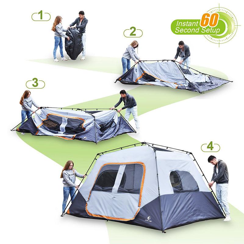 ALPHA CAMP Orange 6 Person Instant Cabin Camping Tent