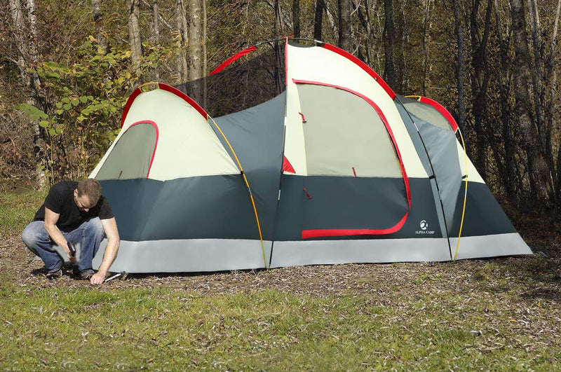 ALPHA CAMP 6 Person Camping Tent Extended Dome Design