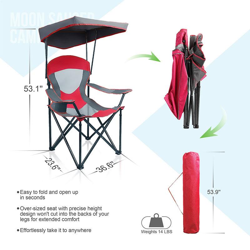 Alpha Camp Red Folding Mesh Canopy Camping Chair