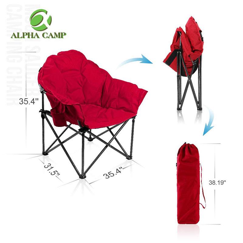 Alpha Camp Red Folding Oversized Padded Moon Chair