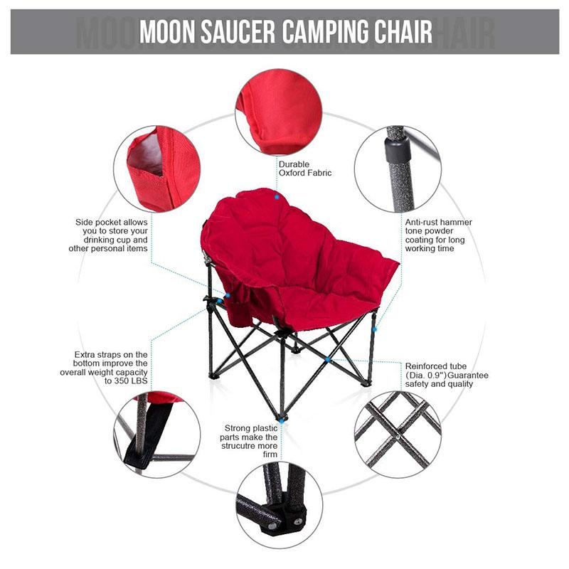 Alpha Camp Red Folding Oversized Padded Moon Chair