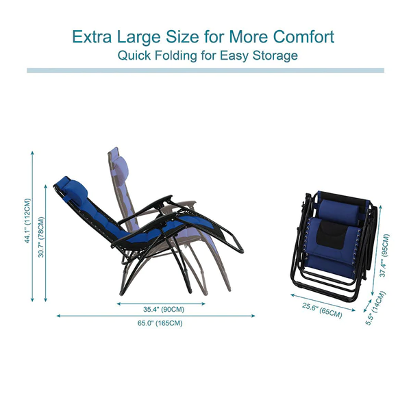 Alpha Camp Padded Zero Gravity Lounge Chair with Cup Holder