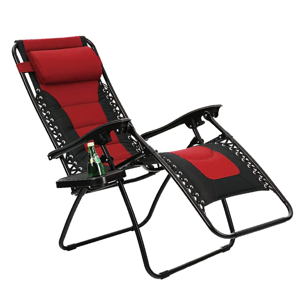 Alpha Camp Padded Zero Gravity Lounge Chair with Cup Holder