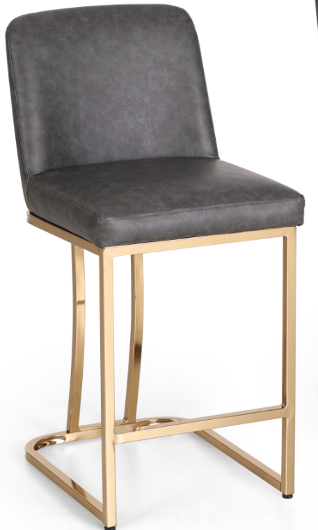 Alpha Camp Modern PU Leather Bar Stools with Golden Frame