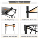 Alpha Camp Folding Camping Table Lightweight Portable Roll-top Camping Square Aluminum Picnic Table
