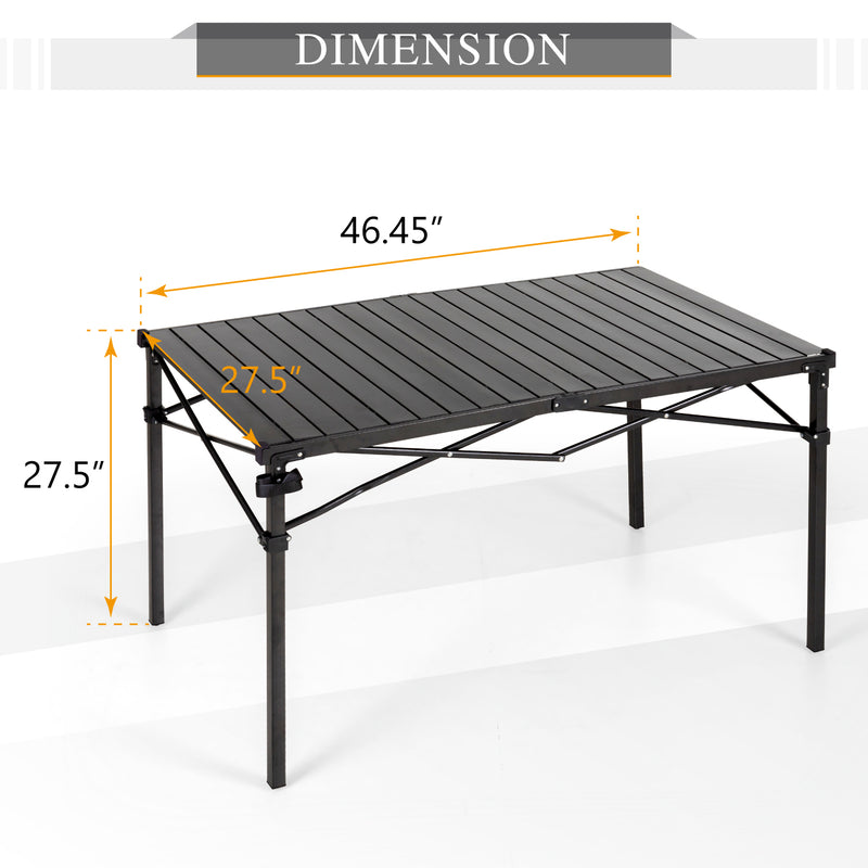 Alpha Camp Folding Camping Table Lightweight Portable Roll-top Camping Square Aluminum Picnic Table