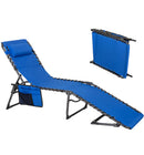 Alpha Camp Folding Chaise Lounge Chair W/Pillow Garden Sun Lounger with 5 Position Adjustable Backrest for Patio, Camping, and Poolside