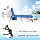 Alpha Camp Folding Chaise Lounge Chair W/Pillow Garden Sun Lounger with 5 Position Adjustable Backrest for Patio, Camping, and Poolside