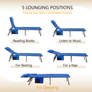 Alpha Camp Folding Chaise Lounge Chair W/Pillow Garden Sun Lounger with 5 Position Adjustable Backrest for Patio, Camping, and Poolside